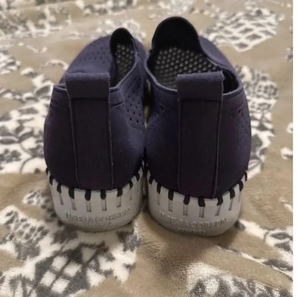 Ilse Jacobsen Hornbaek Tulip Perforated Slip-On Flats Navy Dark Purple Size 10